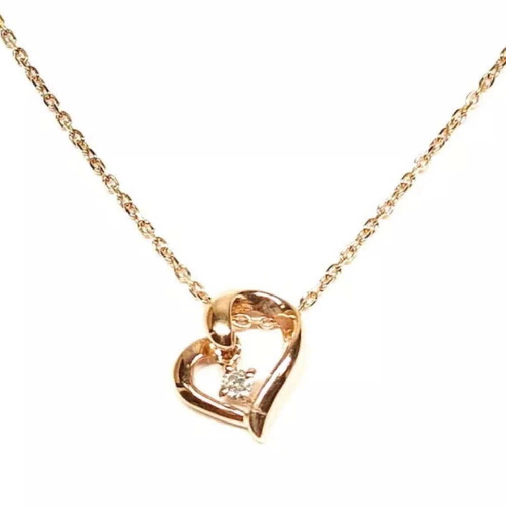 10k rose gold diamond heart necklace